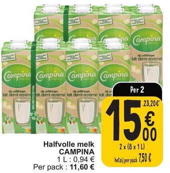 Cora Halfvolle melk CAMPINA aanbieding
