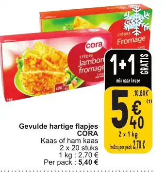 Cora Gevulde hartige flapjes CORA 1 kg 1+1 gratis aanbieding