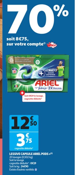 Auchan Lessive capsule ariel pods aanbieding