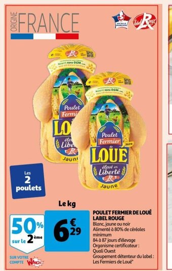 Auchan Poulet fermier de loue label rouge le kg aanbieding