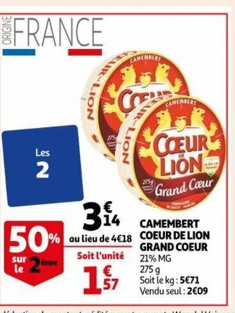 Auchan Camembert coeur de lion grand coeur aanbieding