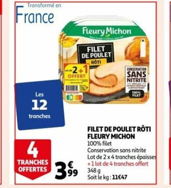 Auchan Filet de poulet roti fleury michon aanbieding