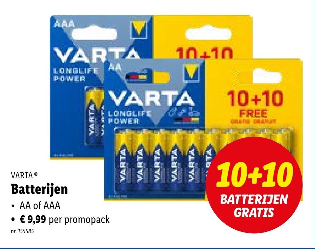 Varta batterijen promotie bij Lidl