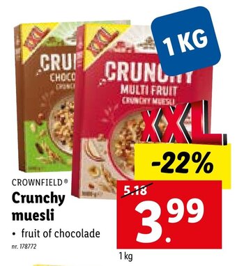 Lidl Crownfield crunchy muesli aanbieding