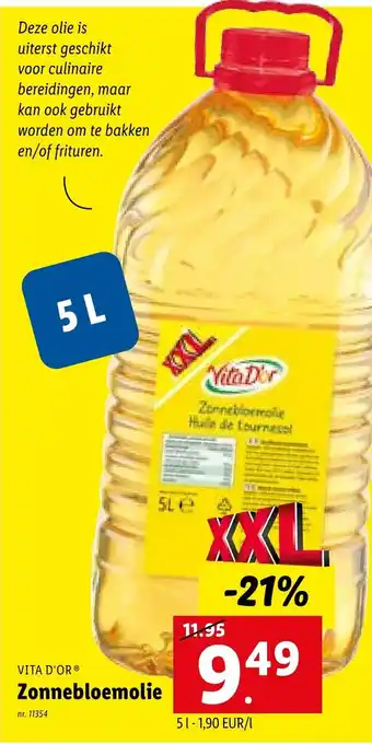 Lidl Vita d'or zonnebloemolie 5L aanbieding