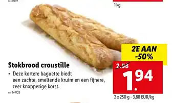Lidl Stokbrood croustille 2 x 250g aanbieding