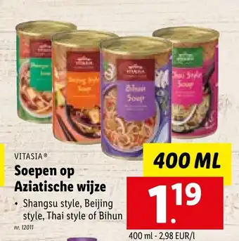 Lidl Vitasia soepen op aziatische wijze 400ml aanbieding