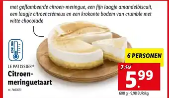 Lidl Le patissier citroen-meringuetaart 600g aanbieding