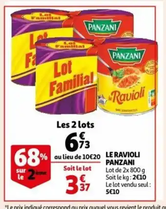 Auchan Le ravioli panzani les 2 lots aanbieding