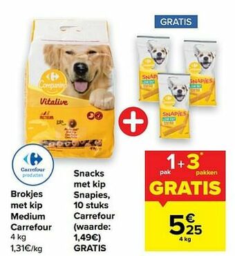 Carrefour Brokjes met kip medium carrefour + snacks met kip snapies, carrefour aanbieding