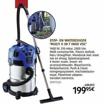 HandyHome Nilfisk stof- en waterzuiger multi ii 30 t inox vsc aanbieding