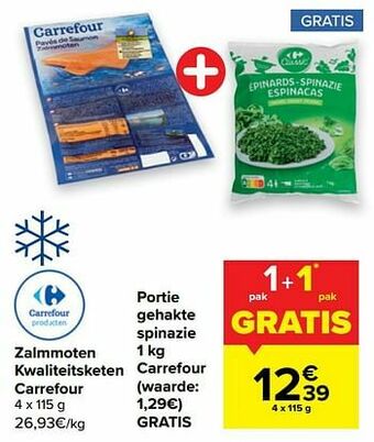 Carrefour Zalmmoten kwaliteitsketen carrefour + portie gehakte spinazie carrefour aanbieding