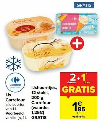 Carrefour Ijs carrefour + ijshoorntjes, carrefour aanbieding