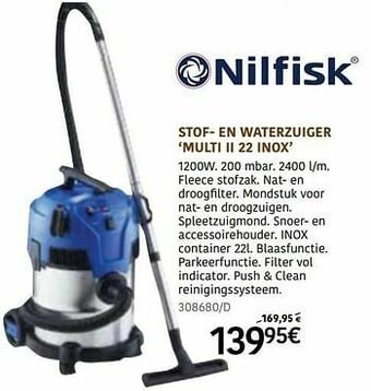 Nilfisk stof- en waterzuiger multi ii 22 inox
