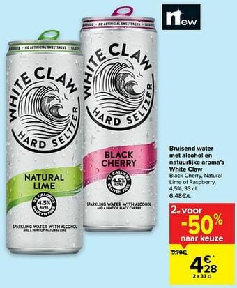Carrefour Bruisend water met alcohol en natuurlijke aroma’s white claw aanbieding