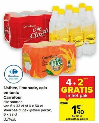 Carrefour Ijsthee perzik aanbieding