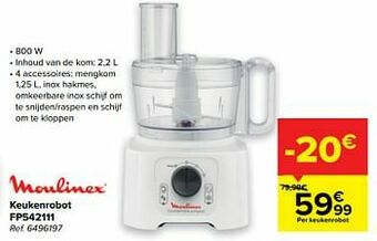 Carrefour Moulinex keukenrobot fp542111 aanbieding