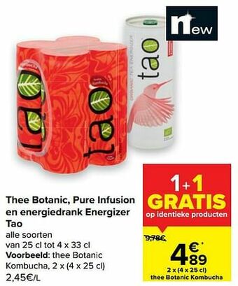 Carrefour Tao thee botanic kombucha aanbieding