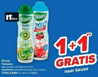 Carrefour Teisseire grenadinesiroop zero suikers aanbieding