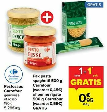 Carrefour Pestosaus carrefour + pak pasta spaghetti carrefour aanbieding