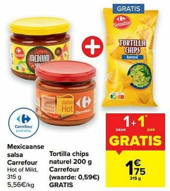 Carrefour Mexicaanse salsa carrefour + tortilla chips naturel carrefour aanbieding