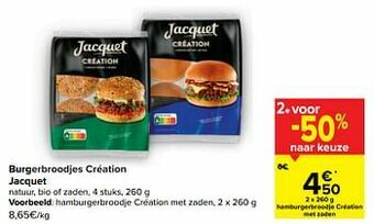 Carrefour Jacquet hamburgerbroodje création met zaden aanbieding