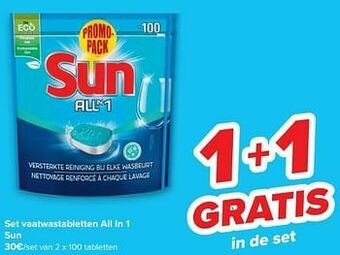 Carrefour Set vaatwastabletten all in 1 sun aanbieding