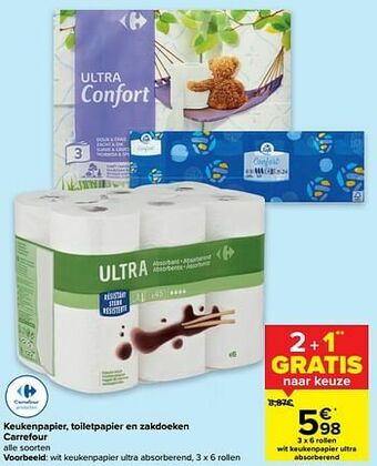 Carrefour Wit keukenpapier ultra absorberend aanbieding