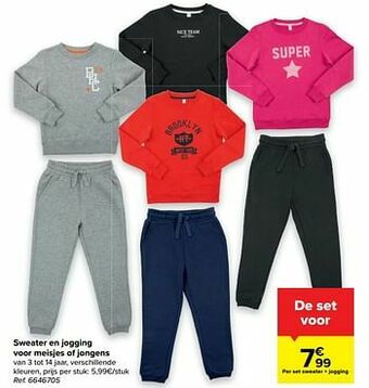 Carrefour Sweater en jogging voor meisjes of jongens aanbieding