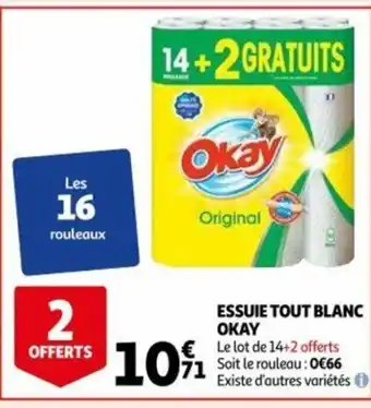 Auchan Okay Essuie Tout Blanc Le Lot De 14+2 Offerts aanbieding