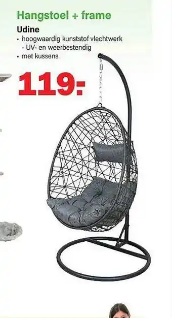 Van Cranenbroek Hangstoel + frame udine aanbieding