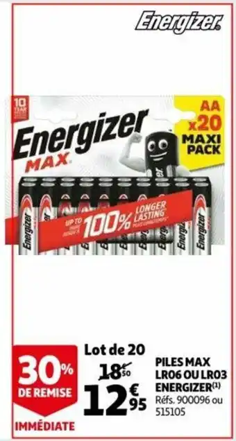 Auchan Energizer Piles Max LR6 ou LR03 aanbieding