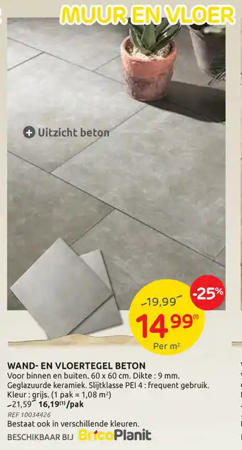 BricoPlanit Wand-en Vloertegel Beton aanbieding