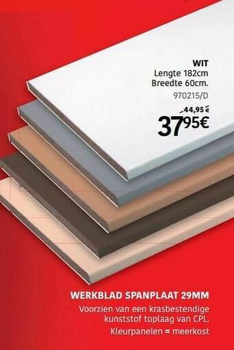 Werkblad spanplaat wit