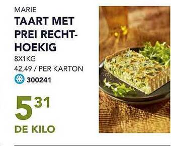 Marie taart met prei rechthoekig