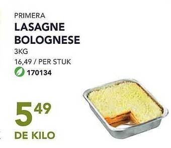Bidfood Primera lasagne bolognese aanbieding