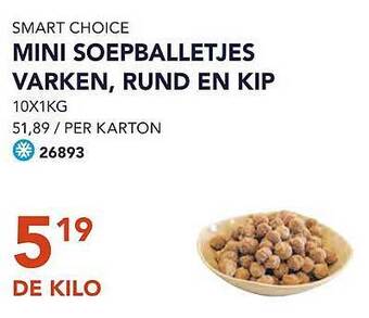 Bidfood Smart choice mini soepballetjes varken, rund en kip aanbieding