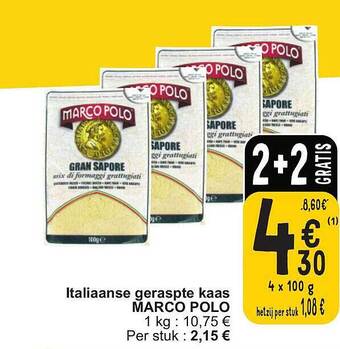 Cora Italiaanse geraspte kaas marco polo aanbieding