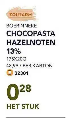 Boerinneke chocopasta hazelnoten 13%