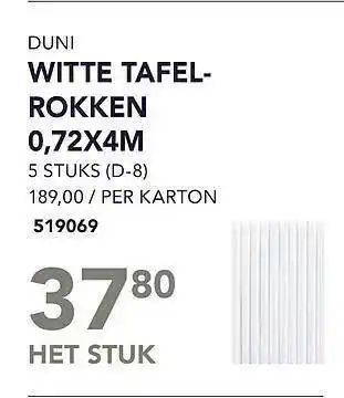 Duni witte tafelrokken 0,72 x 4 m