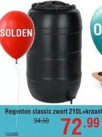Cevo Regenton classic zwart 210l + kraant aanbieding