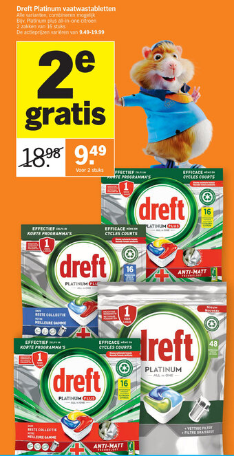 Albert Heijn Dreft Platinum Vaatwastabletten aanbieding