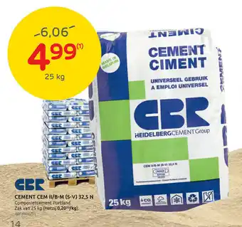 BricoPlanit CBR Cement Cem II/B-M (S-V) 32,5 N aanbieding