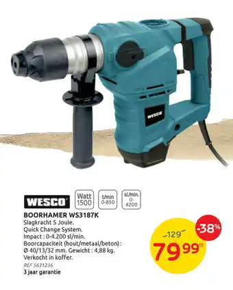 BricoPlanit Wesco Boorhamer WS3187K aanbieding