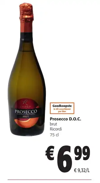 Colruyt Prosecco D.O.C.brut ricordi 75cl aanbieding