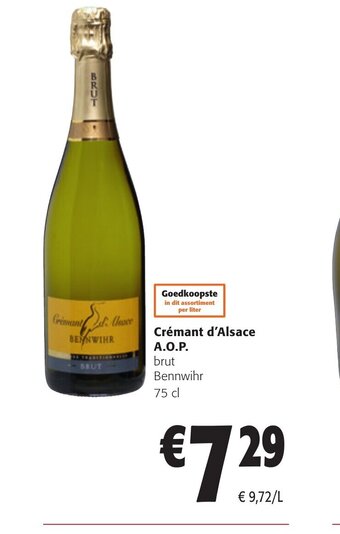 Colruyt Cremant d'alsace A.O.P. brut bennwihr 75cl aanbieding