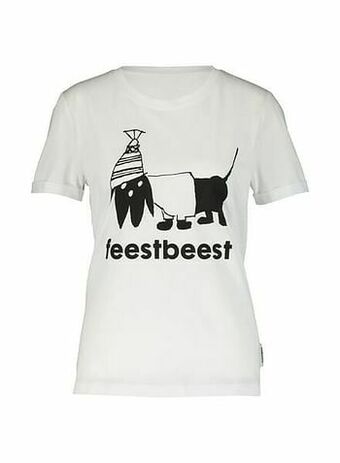 HEMA HEMA Dames T-shirt Takkie Feestbeest Wit (wit) aanbieding