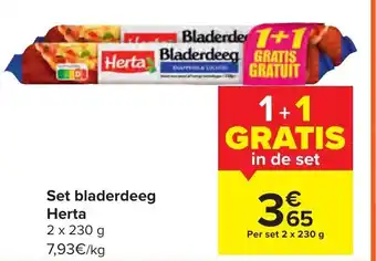 Carrefour Set bladerdeeg herta 2 x 230g 1+1 gratis aanbieding