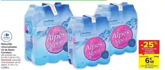 Carrefour Natuurlijk mineraalwater uit de alpen carrefour 3 x (6 x 1L) aanbieding