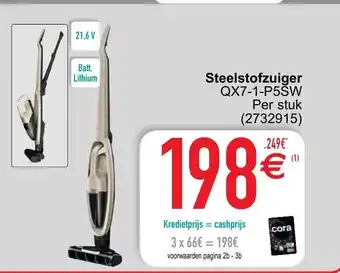 Cora Steelstofzuiger QX7-1-P5SW aanbieding